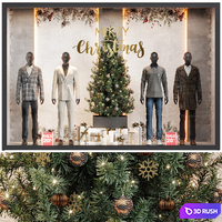 New Year showcase of the clothing shop 02 3D Model Vray, Corona