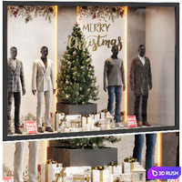 New Year showcase of the clothing shop 02 3D Model Vray, Corona