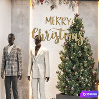 New Year showcase of the clothing shop 02 3D Model Vray, Corona