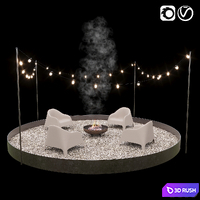 Outdoor Sitting Area / Recreation Place 3D Model Vray, Corona