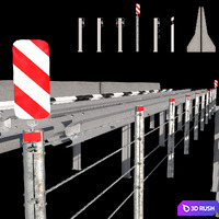 Road barriers 3D Model Vray, Corona