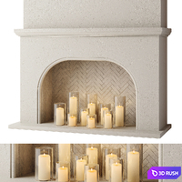 Fireplace with candles 3D Model Vray