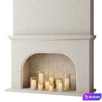 Fireplace with candles 3D Model Vray
