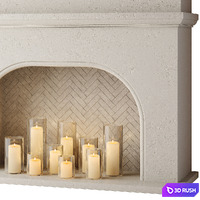 Fireplace with candles 3D Model Vray