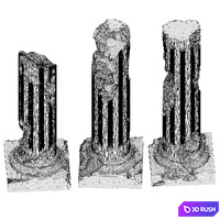 Set aged balusters 3D Model Corona