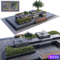 Landscaping Figure with Plants Waterfalls and Fish 2