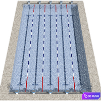Swimming pool with lanes 3D Model Vray, Corona