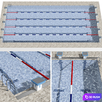 Swimming pool with lanes 3D Model Vray, Corona