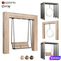 Swing set with canopy 3D Model Vray, Corona