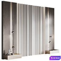 Headboard with wall moldings 3D Model Vray, Corona
