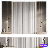 Headboard with wall moldings 3D Model Vray, Corona