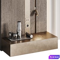 Headboard with wall moldings 3D Model Vray, Corona