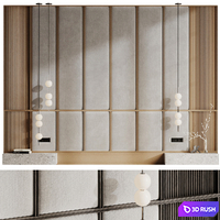 Headboard with fabric panels 3D Model Corona