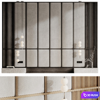 Headboard with fabric panels 3D Model Corona