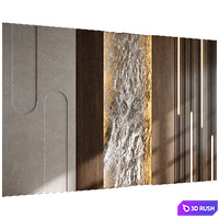 Headboard wood and concrete 3d Wall Panel 02 3D Model Vray, Corona