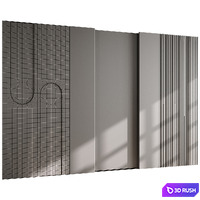 Headboard wood and concrete 3d Wall Panel 02 3D Model Vray, Corona