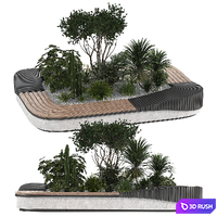 Concrete Flowerpot with Bench 10 3D Model Vray, Corona