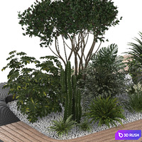 Concrete Flowerpot with Bench 10 3D Model Vray, Corona