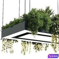 Rectangle pot light pendant - plant light hanging - indoor plant 22 corona 3D Model Vray, Corona