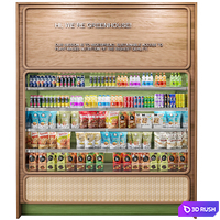 Showcase in a supermarket with drinks, sweets and food 3D Model Corona