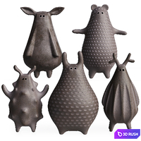 Ceramic figurines 3D Model Vray, Corona