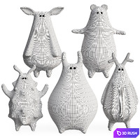 Ceramic figurines 3D Model Vray, Corona