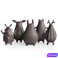 Ceramic figurines 3D Model Vray, Corona