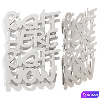Three-dimensional inscription "Right Here Right Now" on the wall 3D Model Vray, Corona
