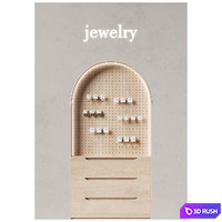 Built-in display case with jewelry 3D Model Corona