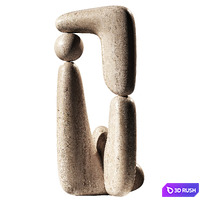 Modern abstract sculpture 3. 2 material options. 3D Model Vray, Corona