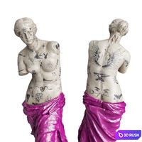 Venus Modern sculpture with tattoo 3D Model Vray, Corona