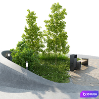 Fragment of city square 1 3D Model Corona