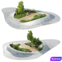Fragment of city square 2 3D Model Corona