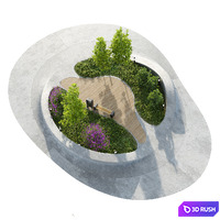 Fragment of city square 3 3D Model Corona