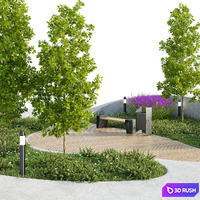 Fragment of city square 3 3D Model Corona