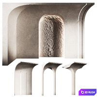 Modular wall decorative panels 11. Rounded arched openings. 3D Model Vray, Corona