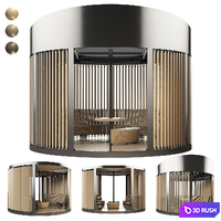 Set of round gazebos 3D Model Vray, Corona