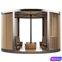 Set of round gazebos 3D Model Vray, Corona