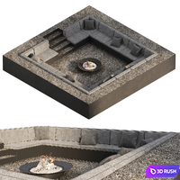 Relaxation area with sofas and fireplace 3D Model Corona
