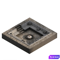 Relaxation area with sofas and fireplace 3D Model Corona