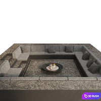 Relaxation area with sofas and fireplace 3D Model Corona