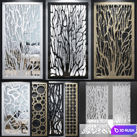 Set of decorative panels 3D Model Vray, Corona