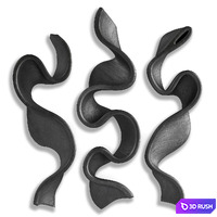 Wave stripe wall art 3D Model Vray, Corona