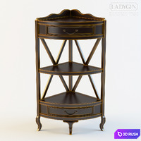 Ladygin / Shelves corner with 2 drawers 3D Model Vray
