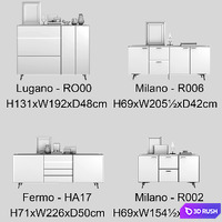 BoConcept Chest of drawers system | set 1 3D Model Vray