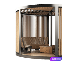 Set of round gazebos 3D Model Vray, Corona