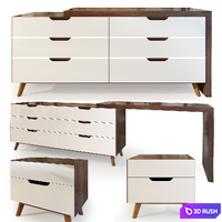 Chest and nightstand, Karen imodern. Dresser, nightstand 3D Model Vray, Corona