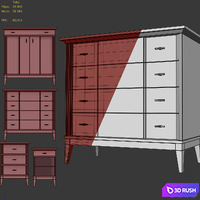Chest and drawer Manhattan. Dresser, nightstand 3D Model Vray, Corona