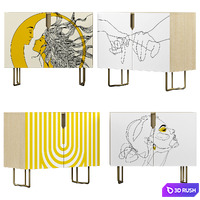 Nightstand set 01 | Yellow art | Society6 3D Model Vray