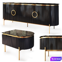 Dresser and nightstand Tesla black. Nightstand, sideboard by Medusa Home 3D Model Vray, Corona